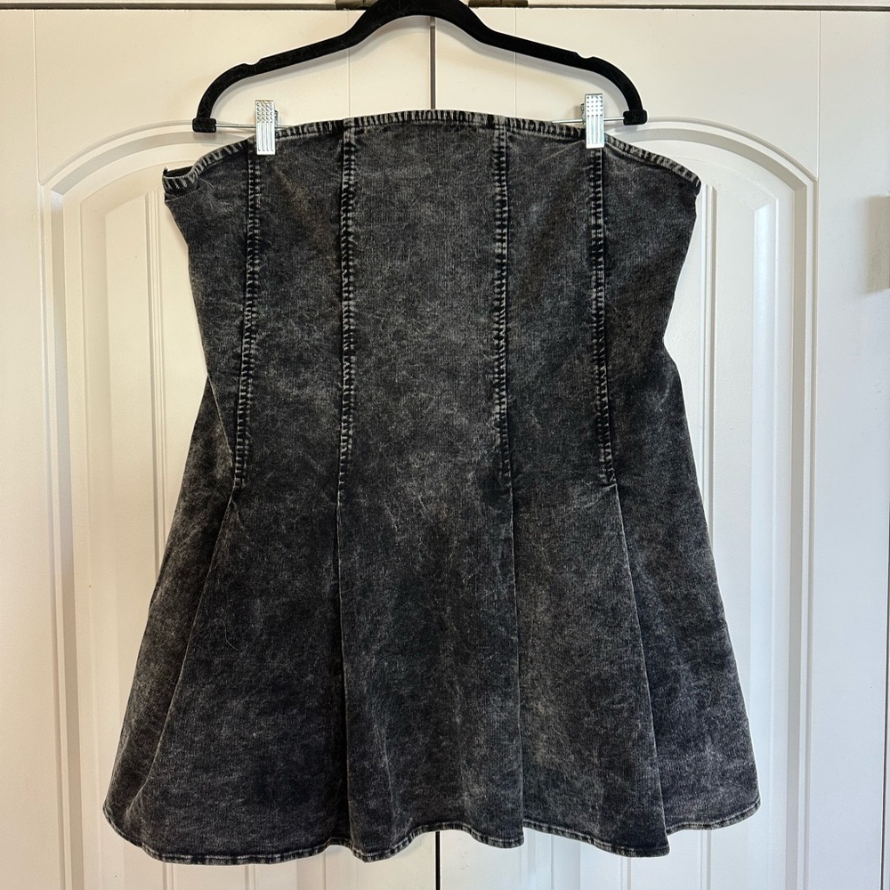 Fashion Nova Strapless Black Denim Dress